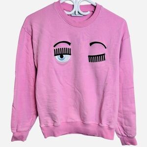 Chiara Ferragni Flirting Eyes crewneck pink sweatshirt, XS